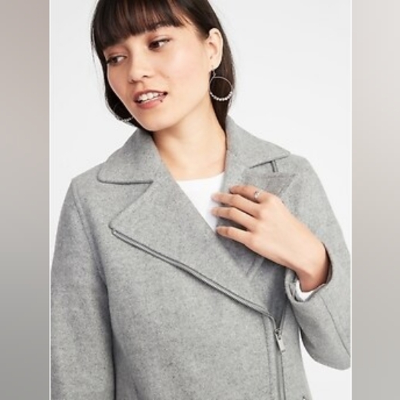 ⭐️40% Off⭐️ Old Navy Long Soft-Brushed Moto Coat in Heather Grey - Picture 4 of 12